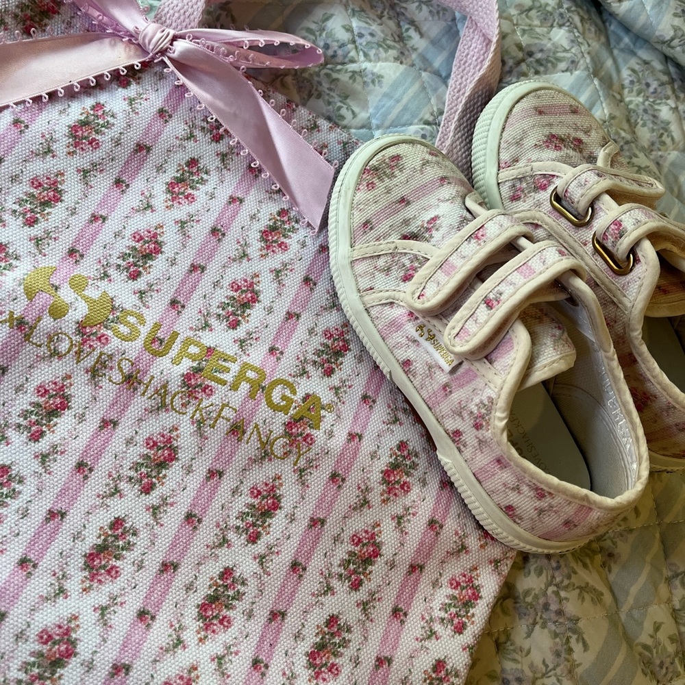 LoveShackFancy x Superga girls Pink Floral Sneakers size 11